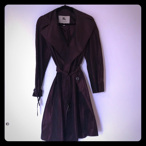 Burberry Jackets & Blazers - Burberry London burgundy metallic trench size 6